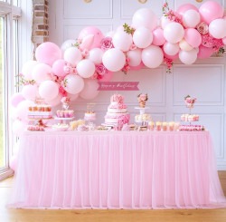 6ft Pink Tulle Tablecloth